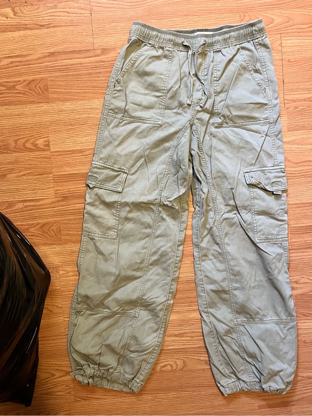 WOMENS- Olive Cargo Pants with Elastic Waist